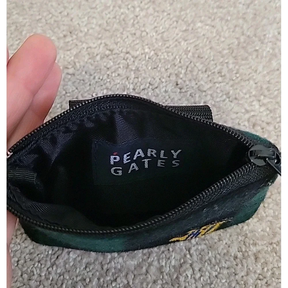 PEARLY‎ GATES BELT AND POUCH, GREEN PLAID, FELT, 45